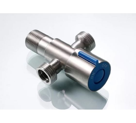 Изображение товара Трехпроходной кран для подключения сантехнических приборов TIM из нержавеющей стали 1/2-1/2-1/2 (14820) 772786