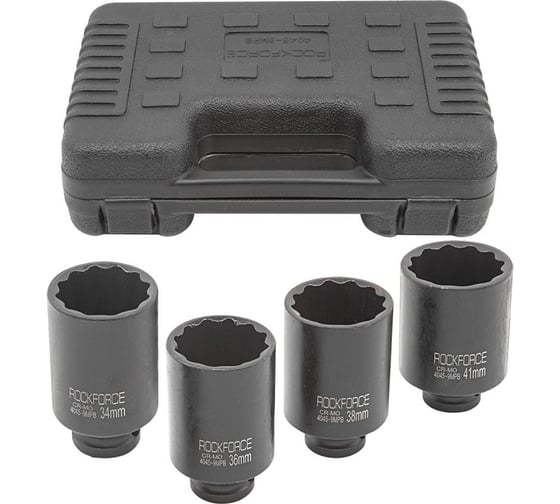 Изображение товара Набор головок ударных глубоких 4 предмета, 1/2" DR, в кейсе Rockforce RF-4045-9MPB RF-4045-9MPB(52988)