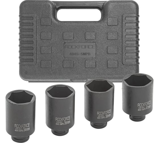 Изображение товара Набор головок ударных глубоких Rockforce 4пр., 1/2 , в кейсе RF-4045-5MPB(52987)