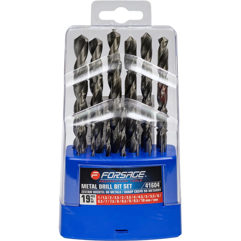 Изображение товара Набор сверл по металлу Forsage F-41604 19 предметов с кейсом
