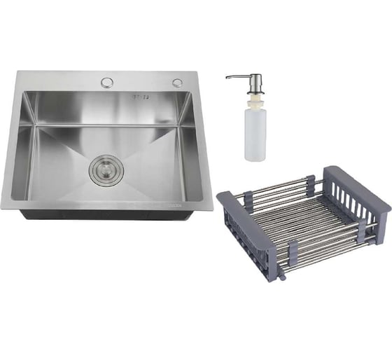Изображение товара Набор 3 в 1 РМС кухонная мойка + корзина раздвижная + дозатор врезной MR-5843