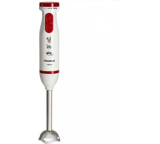 Изображение товара Блендер Аксинья КС-320 белый с красным 1000 Вт, насадка и нож из нержавеющей стали, 12 Р1-00012413