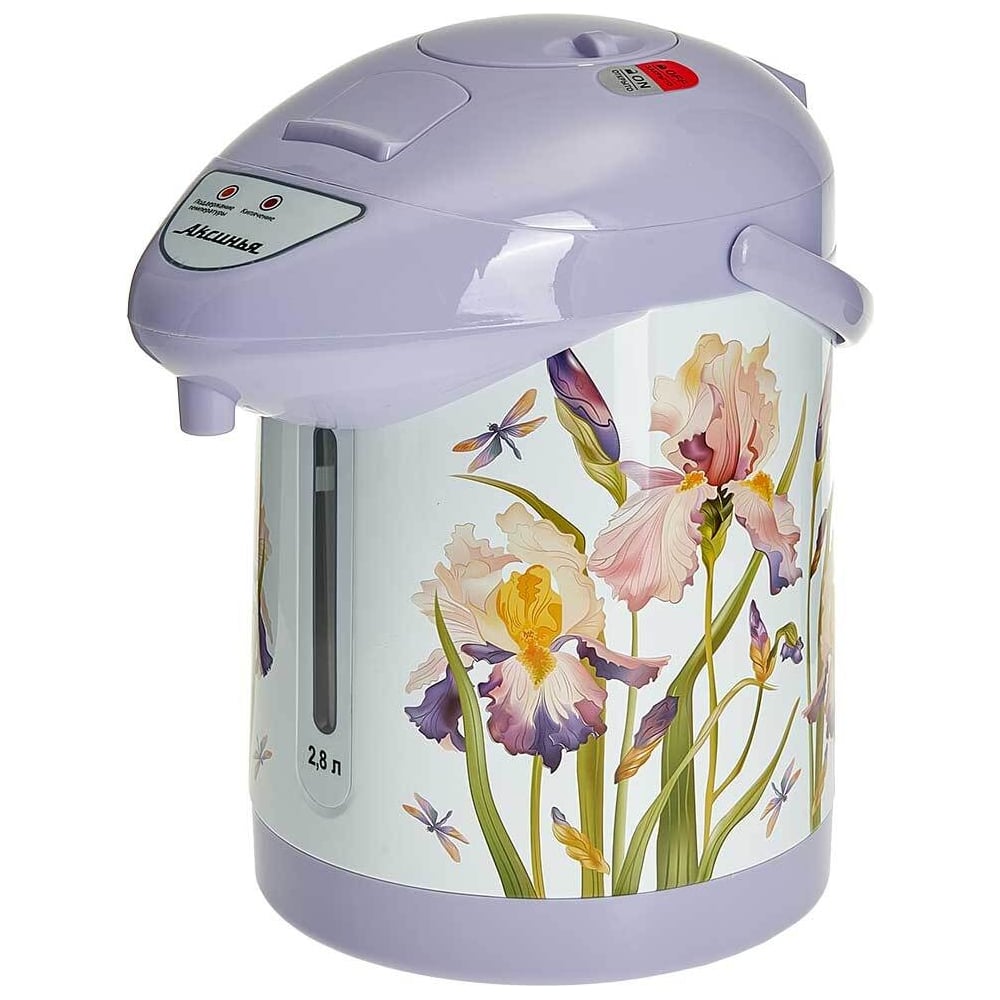 Изображение товара Чайник-термос Аксинья 2.8 л КС-1805 Ирисы 750 Вт нержавеющая сталь цвет фиолетовый белый