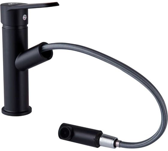 Изображение товара Смеситель для раковины FASHUN с литым изливом из пластика, чёрный, однорычажный PL4009-7