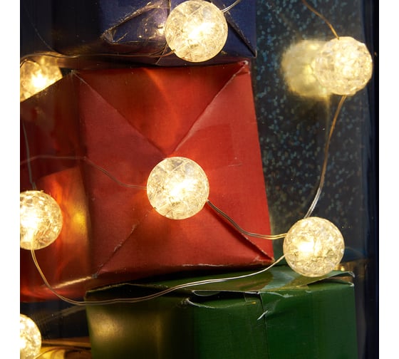 Изображение товара Светодиодная гирлянда FERON cl565 линейная лед шарики, статичная 3м + 0.3м 2700k с питанием от батареек, прозрачный шнур 48611