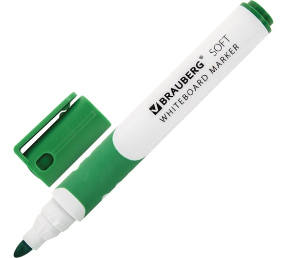 Изображение товара Маркер для доски SOFT, резиновая вставка, 5 мм, зеленый, BRAUBERG 151251