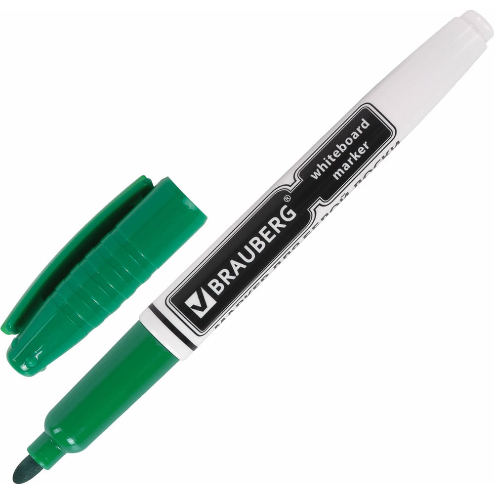 Изображение товара Маркер для доски с клипом BRAUBERG 150849, 4 мм, зеленый, эргономичный корпус