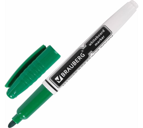 Изображение товара Маркер для доски с клипом, эргономичный корпус, 4 мм, зеленый, BRAUBERG 150849