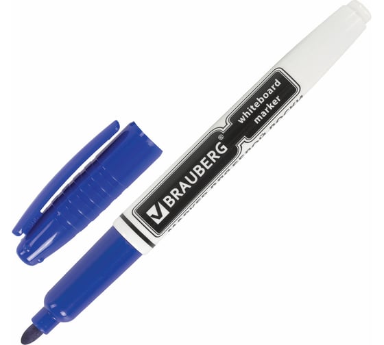 Изображение товара Маркер для доски с клипом, эргономичный корпус, 4 мм, синий, BRAUBERG 150847