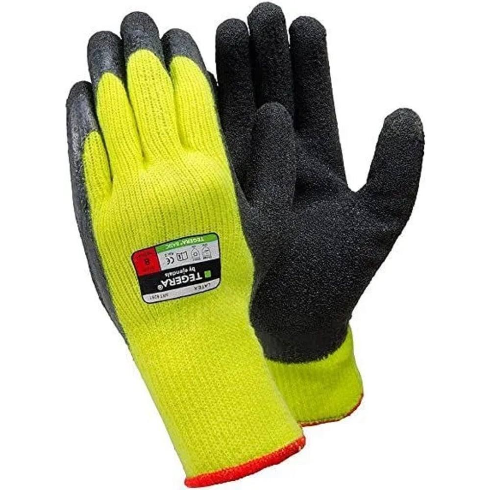 Изображение товара Утепленные перчатки TEGERA 6281 с латексным покрытием, размер 10, желто-черные