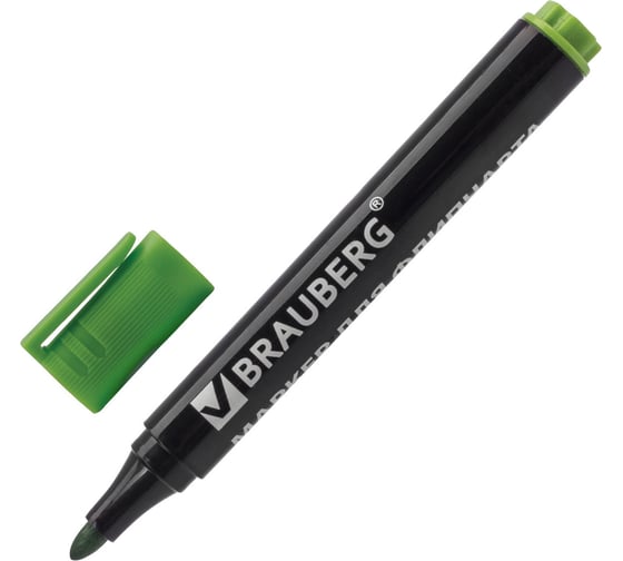 Изображение товара Маркер для флипчарта, непропитывающий, 2,5 мм, зеленый, BRAUBERG 151256