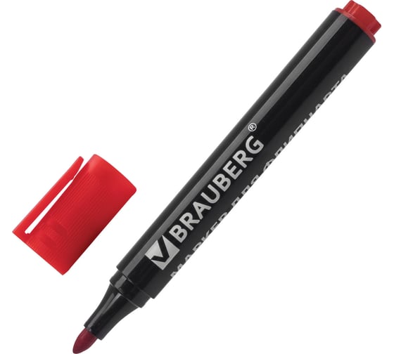 Изображение товара Маркер для флипчарта, непропитывающий, 2,5 мм, красный, BRAUBERG 151255
