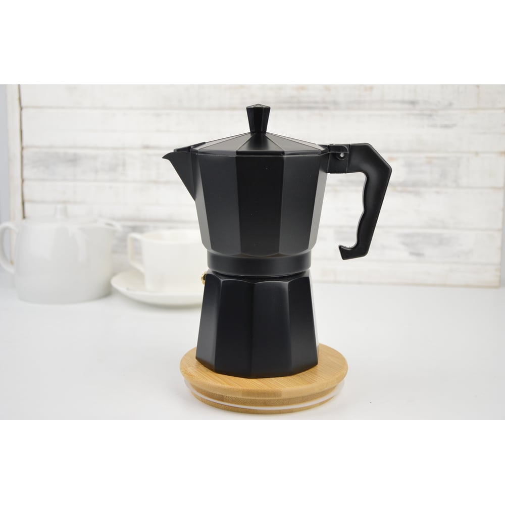 Изображение товара Кофейник Bikson на 6 чашек гейзерный нержавеющая сталь черный СП6059