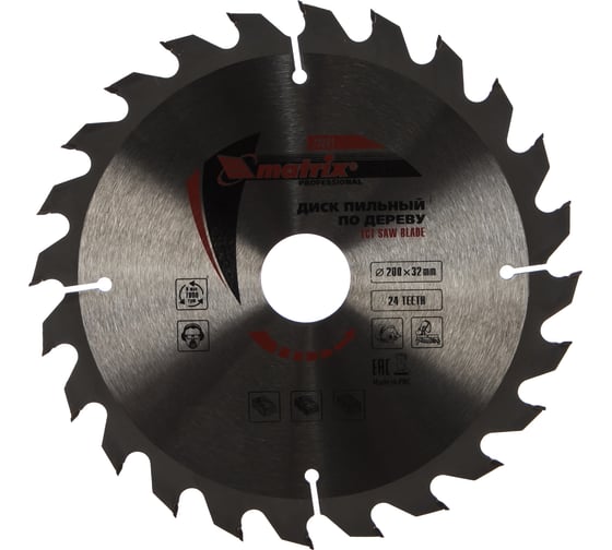 Изображение товара Диск пильный по дереву Professional (200x32 мм; 24Z; кольцо 30/32) MATRIX 73261