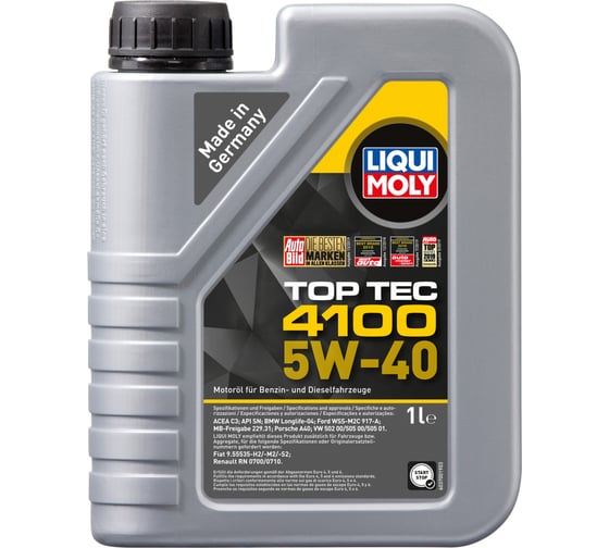 Изображение товара Моторное масло LIQUI MOLY Top Tec 4100 НС-синтетическое, 5W-40, SN, C3, 1 л 9510