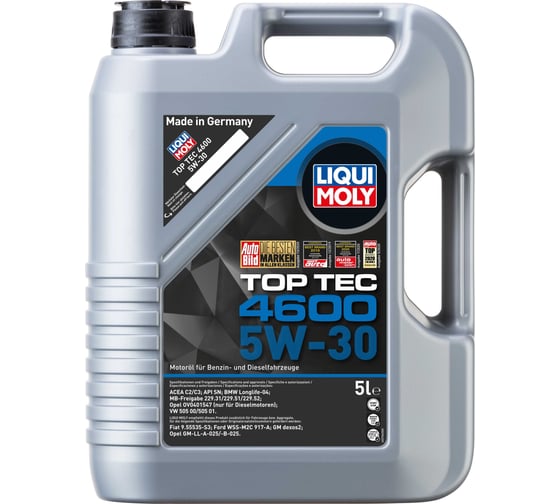 Изображение товара Моторное масло LIQUI MOLY Top Tec 4600 НС-синтетическое, 5W-30, SN, C2/C3, 5 л 2316
