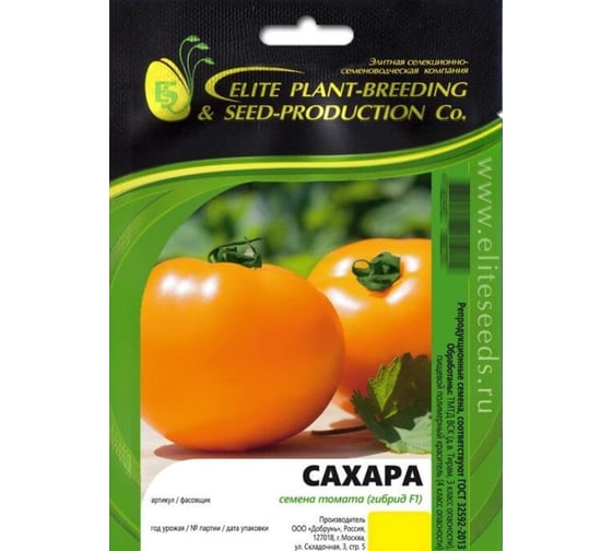 Изображение товара Сахара семена томата 30 шт ЭС мини ELITE PLANT-BREEDING & SEED PRODUCTION Co. 1999945006