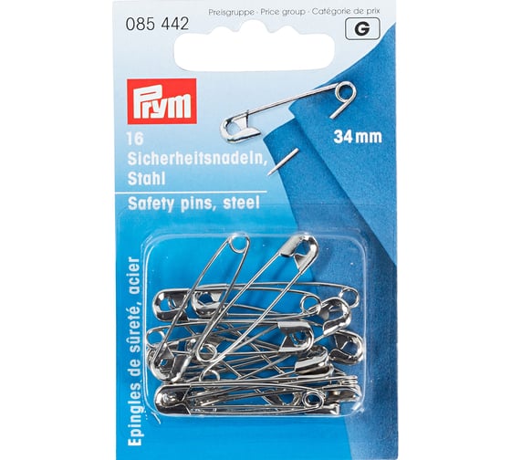 Изображение товара Английские булавки PRYM 16 шт 34 мм 085442 сталь под никель 561940