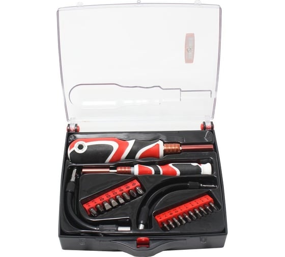 Изображение товара Набор телескопических усиленных отверток для ювелирных и точных работ BaumAuto с гибкими удлинителями и комплектом бит, 22 предмета в пластиковом футляре BM-30311122(15689)