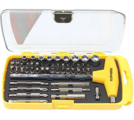Изображение товара Шестигранник BaumAuto Т-образный, 8 мм, с держателем бит и головок, 52 предмета в пластиковом футляре BM-30314152(15708)