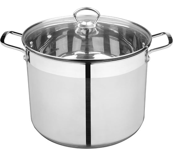 Изображение товара Кастрюля Mallony culinaria, объем 12.9 л, из нержавеющей стали, с крышкой из жаропрочного стекла 105803