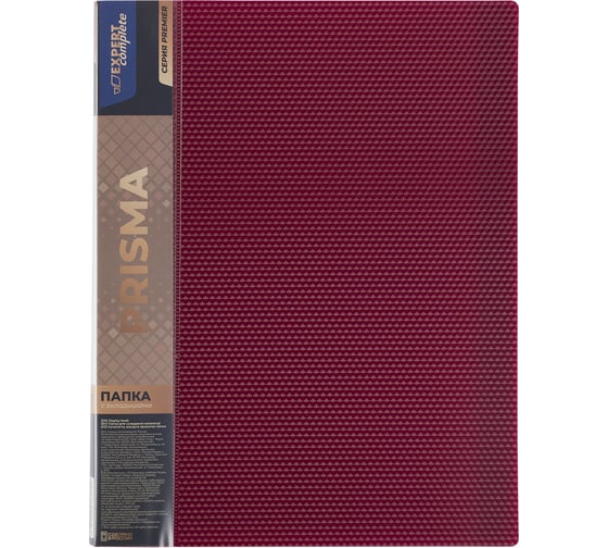 Изображение товара Папка Expert Complete с файлами-вкладышами 6 шт по 40 листов A4 40 мкм PRISMA 600 мкм 20 мм рубиновый 678173