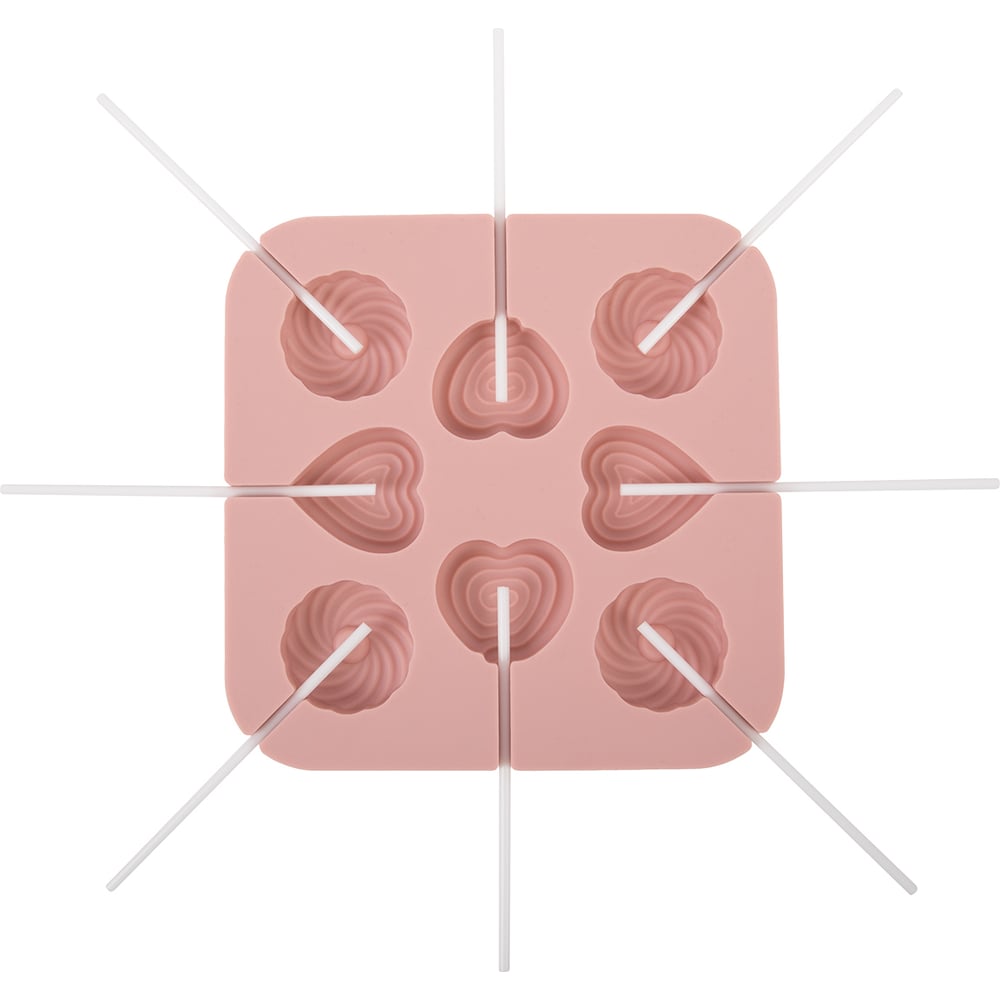 Изображение товара Силиконовая форма для леденцов 8 ячеек S-CHIEF SPC-0505 14.5x14.5 см розовая