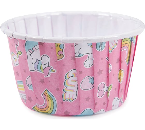 Изображение товара Бумажные формы для выпечки S-CHIEF усиленные с бортиком PPC-0010 5 см 5x3.9 см 12 шт №01 розовый с единорогами 693535