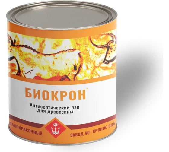 Изображение товара Антисептический лак для древесины БИОКРОН махагон банка 0,8 кг 4605578000269