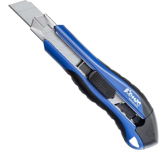 Изображение товара Уанцелярский Нож ООО Комус с фиксатором и металической направляющей, ширина лезвия 18 мм, 5 запасных лезвий 1067162