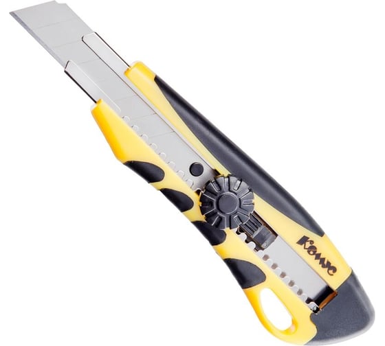 Изображение товара Канцелярский нож Комус с металлической направляющей и роликовым фиксатором, ширина лезвия 18 мм 159341