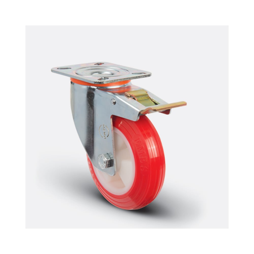 Изображение товара Поворотное промышленное колесо EMES EM01ZKP125X375F с тормозом и полиамидным диском