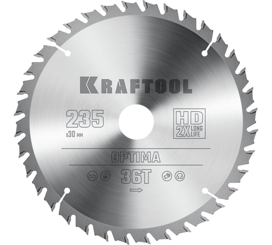Изображение товара Диск пильный по дереву KRAFTOOL Optima 235x30 мм, 36T KRAFTOOL 36951-235-30