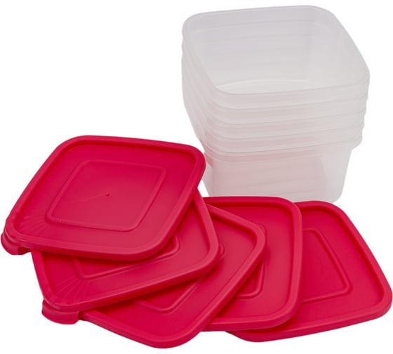 Изображение товара Набор контейнеров для продуктов Полимербыт КАСКАД квадро, 5 шт., 0.2 л 436790500