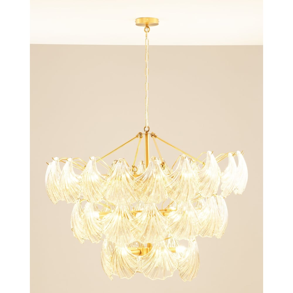 Изображение товара Подвесная люстра Moderli Justine, латунь, прозрачный, 100 см, 32 лампы