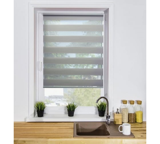 Изображение товара Рулонная штора LM DECOR lb 10-17 день-ночь, серый, 100x160 см 1017100