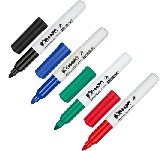 Изображение товара Набор маркеров для белых досок Комус by2304 набор 4 цвета, 2-5 мм 164253