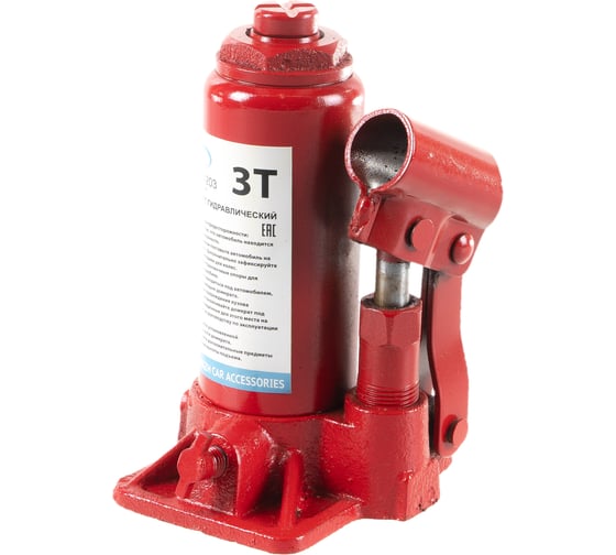 Изображение товара Гидравлический бутылочный домкрат 3 т в коробке /красный/ AUTOVIRAZH AV-074203