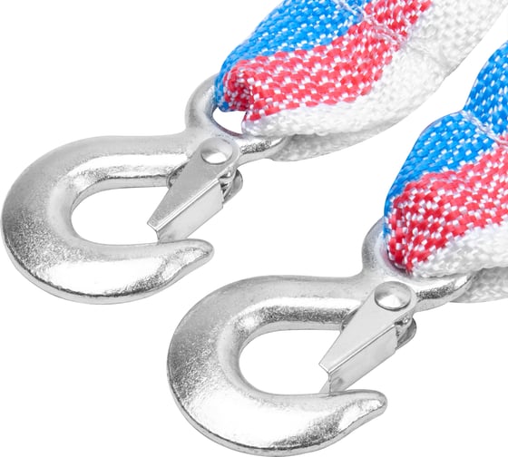 Изображение товара Буксировочный трос 3,5 т*5 м - лента с 2 крюками в пакете ZIP LOCK AUTOVIRAZH AV-600013