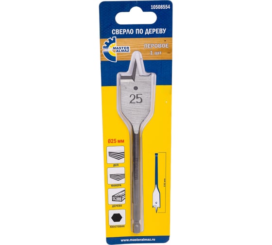 Изображение товара Сверло по дереву Wood spade bits перовое 25 мм МастерАлмаз 10508554