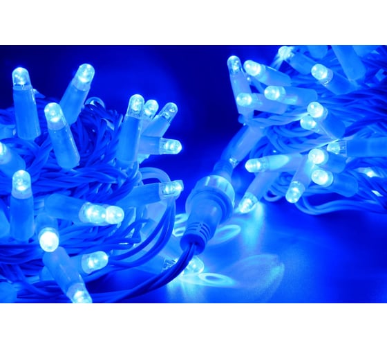 Изображение товара Гирлянда TEAMPROF Нить 10 м, 220В, колпачок, синий, белый провод TPF-S10C-220V-CW/B