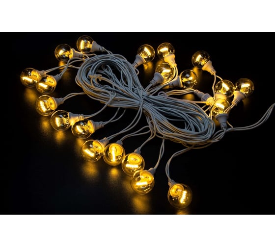 Изображение товара Гирлянда TEAMPROF Винтаж, теплый белый, белая резина, 220В TPF-VBL-10M-20-220V-RW/WW