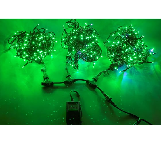 Изображение товара Гирлянда TEAMPROF 3 Нити по 20 м, флэш, зеленый TPF-S3х20F-B/G