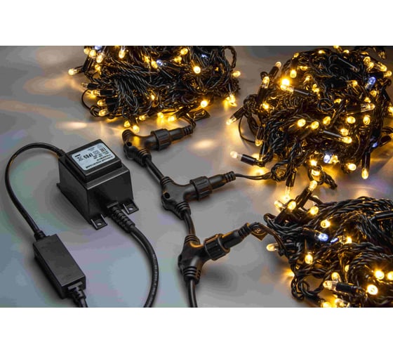 Изображение товара Гирлянда TEAMPROF 3 Нити по 20 м, флэш, колпачок, теплый белый TPF-S3х20F-CB/WW