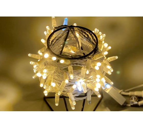 Изображение товара Гирлянда TEAMPROF Нить 10 м, 24В, флэш, колпачок, теплый белый, белый провод TPF-S10CF-24V-CW/WW