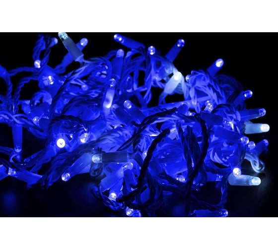 Изображение товара Гирлянда TEAMPROF Нить 10 м, 220В, флэш, колпачок, синий, белый провод TPF-S10CF-220V-CW/B