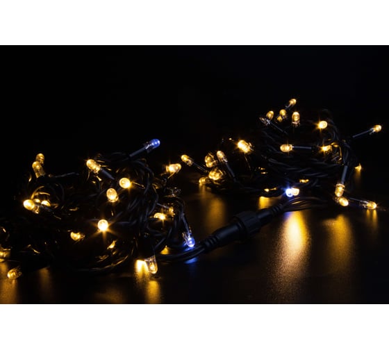 Изображение товара Гирлянда TEAMPROF Нить 10 м, 220В, флэш, теплый белый, черная резина TPF-S10CF-220V-RB/WW