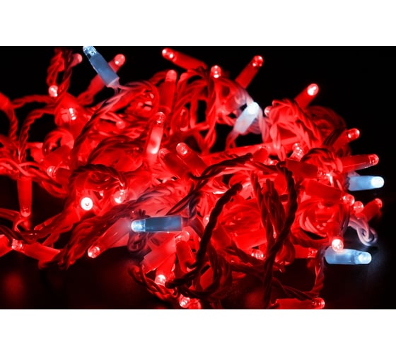 Изображение товара Гирлянда TEAMPROF Нить 10 м, 24В, флэш, колпачок, красный, белый провод TPF-S10CF-24V-CW/R