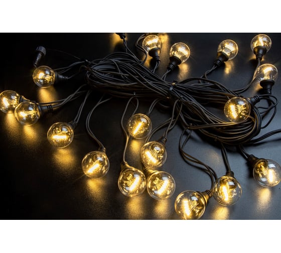 Изображение товара Гирлянда TEAMPROF Винтаж, теплый белый, черная резина, 220В TPF-VBL-10M-20-220V-RB/WW