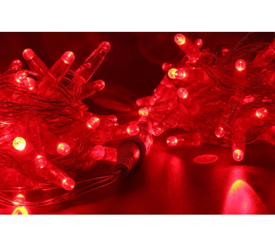 Изображение товара Гирлянда TEAMPROF Нить 10 м, 220В, колпачок, красный, прозрачный провод TPF-S10C-220V-CT/R